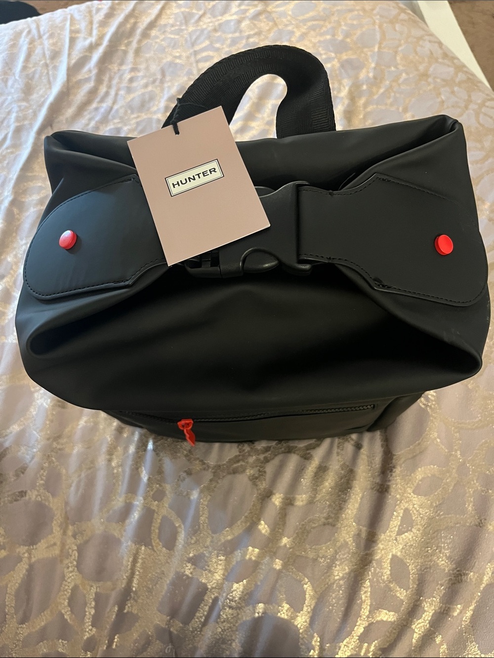 Hunter Black Backpack with Red Zip Accent - Picture 5 of 6